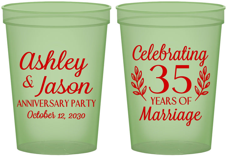 Custom Anniversary 16 oz Glow In The Dark Cups - 35 Years Of Marriage | 80024