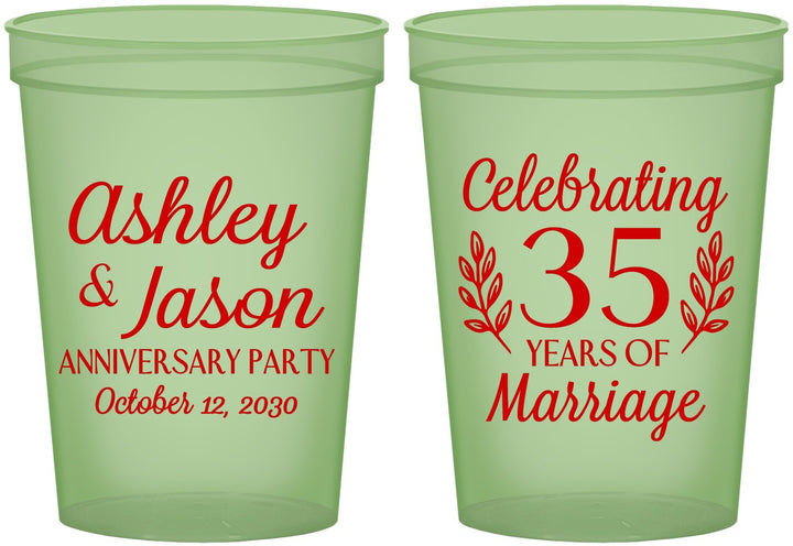 Custom Anniversary 16 oz Glow In The Dark Cups - 35 Years Of Marriage | 80024