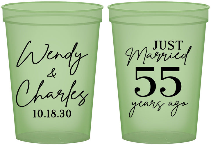 Custom Anniversary 16 oz Glow In The Dark Cups - Just Married 55 Years Ago | 80028