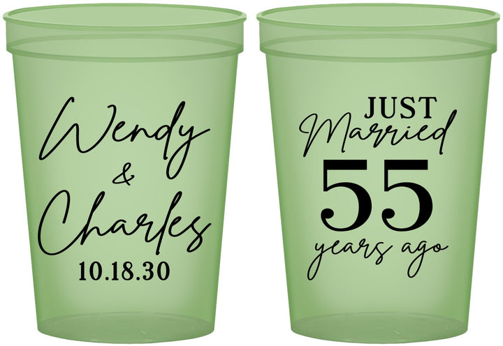 Custom Anniversary 16 oz Glow In The Dark Cups - Just Married 55 Years Ago | 80028