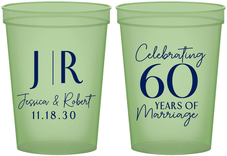 Custom Anniversary 16 oz Glow In The Dark Cups - 60 Years Of Marriage | 80029