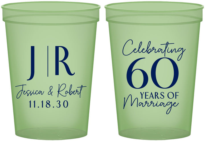 Custom Anniversary 16 oz Glow In The Dark Cups - 60 Years Of Marriage | 80029