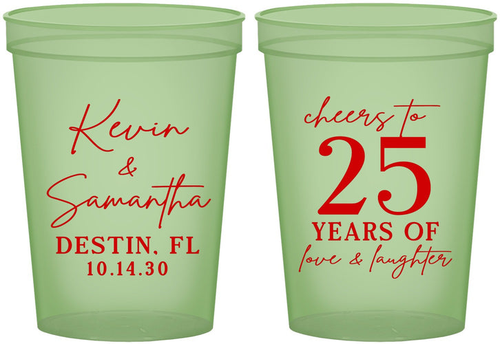 Custom Anniversary 16 oz Glow In The Dark Cups - 25 Years Of Marriage | 80032