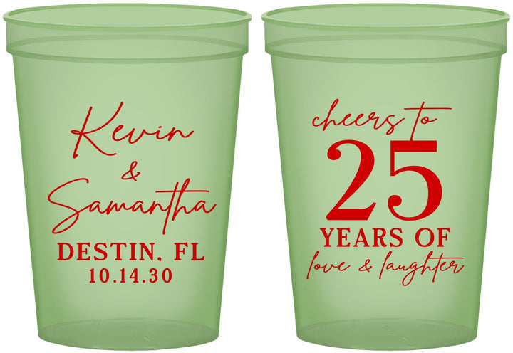 Custom Anniversary 16 oz Glow In The Dark Cups - 25 Years Of Marriage | 80032