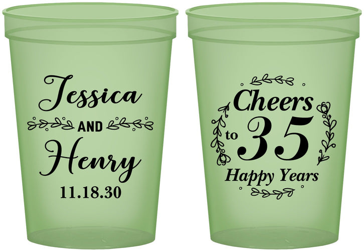 Custom Anniversary 16 oz Glow In The Dark Cups - Cheers To 35 Years | 80034