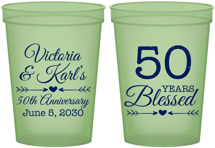 Custom Anniversary 16 oz Glow In The Dark Cups - 50 Years Blessed | 80037