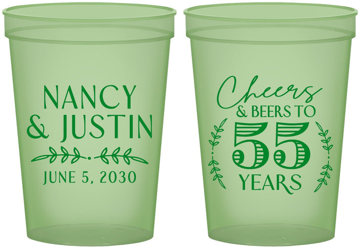 Custom Anniversary 16 oz Glow In The Dark Cups - Cheers To 55 Years | 80038