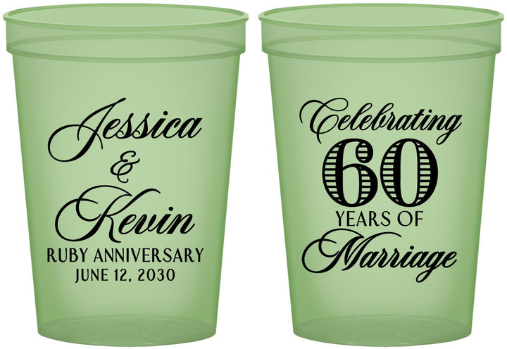 Custom Anniversary 16 oz Glow In The Dark Cups - 60 Years Of Marriage | 80039