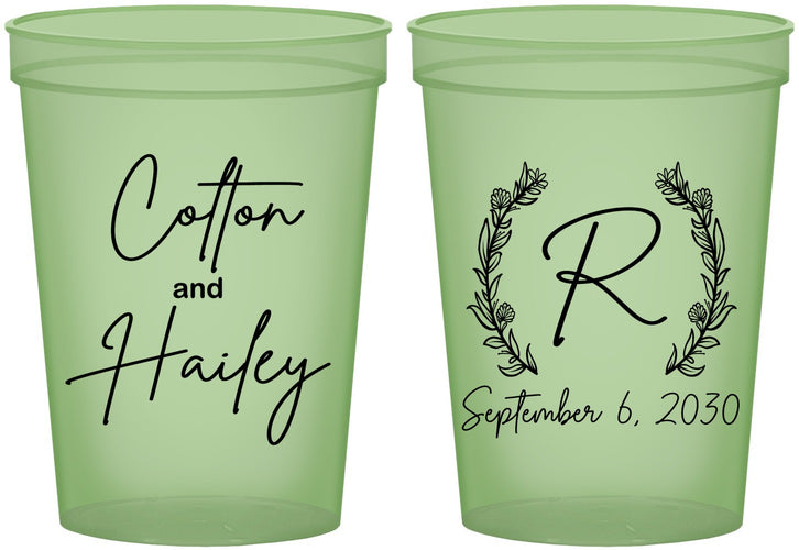 Custom Wedding 16 oz Glow In The Dark Cups - Monogram | 803