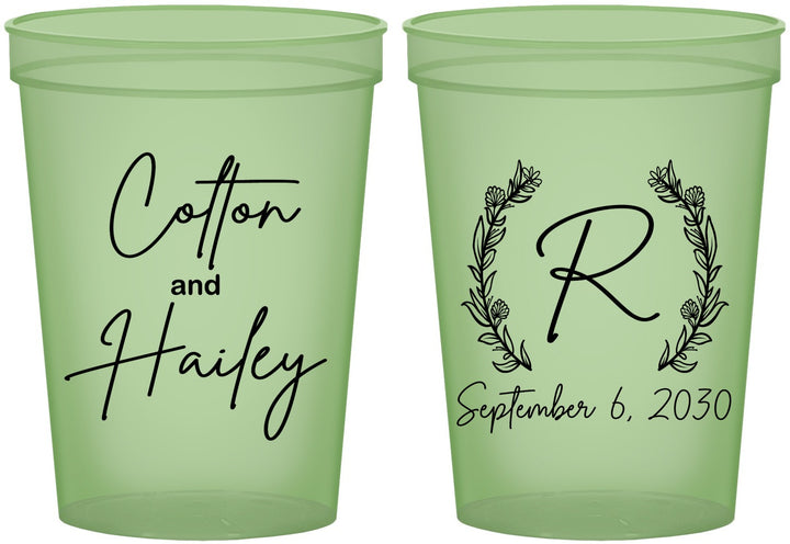 Custom Wedding 16 oz Glow In The Dark Cups - Monogram | 803