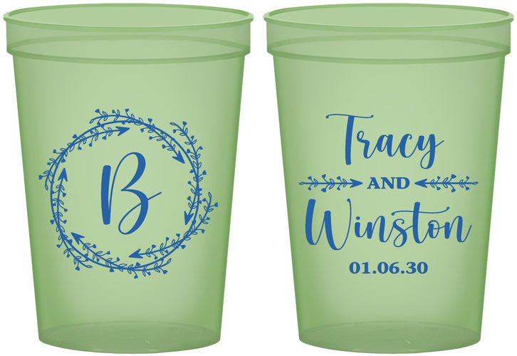 Custom Wedding 16 oz Glow In The Dark Cups - Monogram | 804