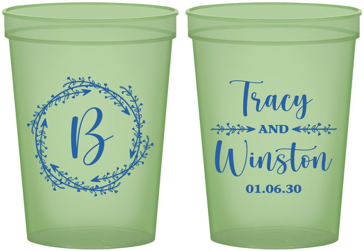 Custom Wedding 16 oz Glow In The Dark Cups - Monogram | 804