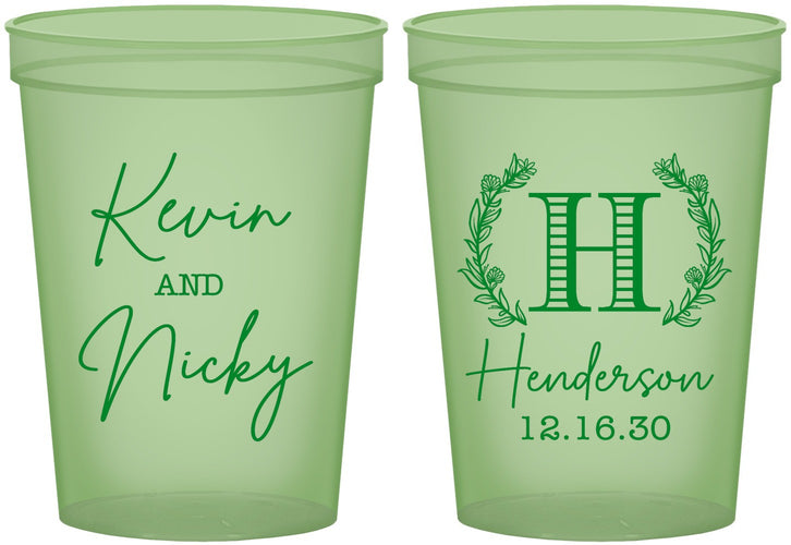 Custom Wedding 16 oz Glow In The Dark Cups - Monogram | 805