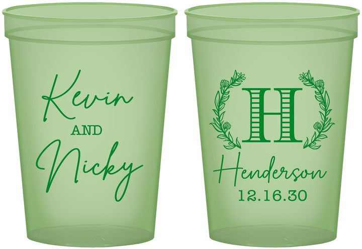 Custom Wedding 16 oz Glow In The Dark Cups - Monogram | 805