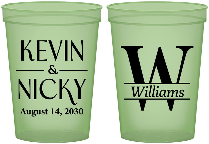 Custom Wedding 16 oz Glow In The Dark Cups - Monogram | 806