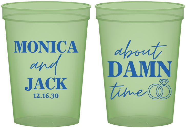 Custom Wedding 16 oz Glow In The Dark Cups - About Damn Time | 809