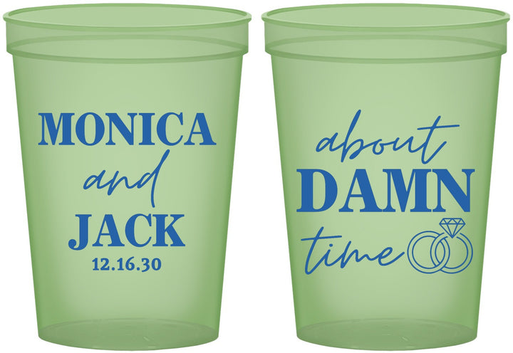 Custom Wedding 16 oz Glow In The Dark Cups - About Damn Time | 809