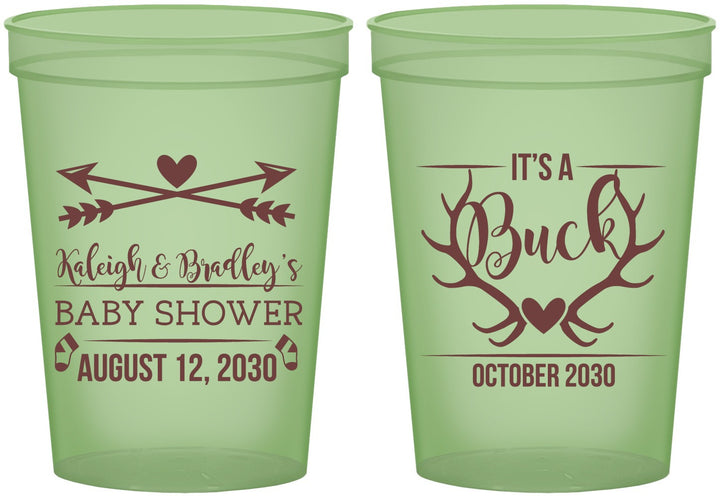 Custom Baby Shower 16 oz Glow In The Dark Cups - It’s A Buck Antler | 90000