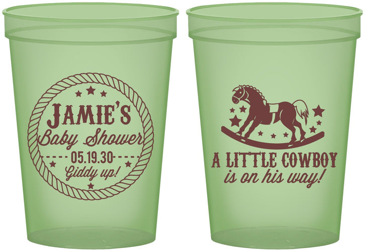 Custom Baby Shower 16 oz Glow In The Dark Cups - Little Cowboy | 90003