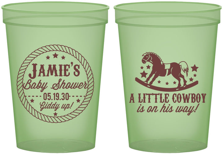 Custom Baby Shower 16 oz Glow In The Dark Cups - Little Cowboy | 90003