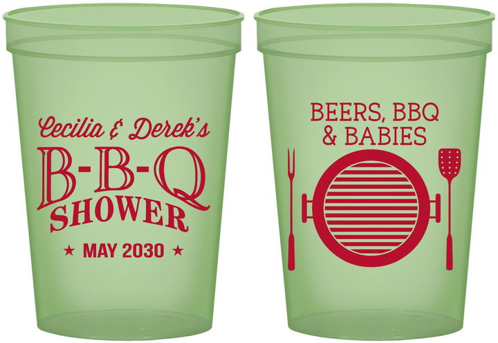 Custom Baby Shower 16 oz Glow In The Dark Cups - Beers Bbq Babies | 90007