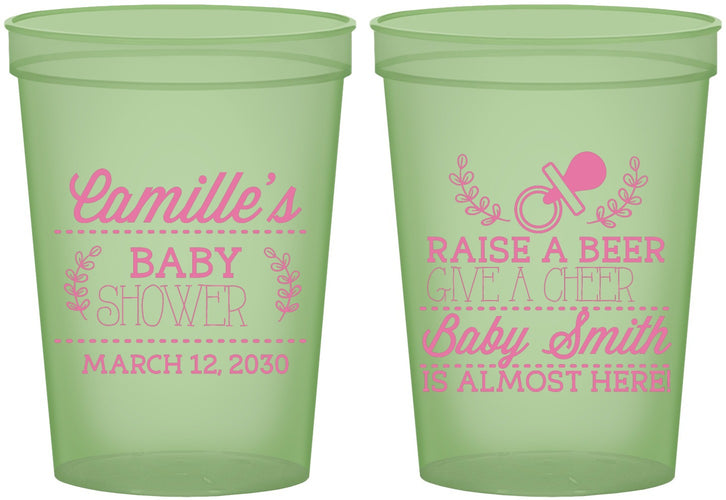 Custom Baby Shower 16 oz Glow In The Dark Cups - Raise A Beer | 90008