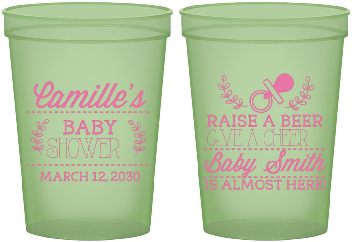 Custom Baby Shower 16 oz Glow In The Dark Cups - Raise A Beer | 90008