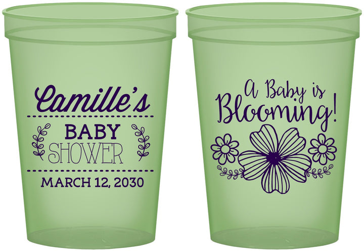 Custom Baby Shower 16 oz Glow In The Dark Cups - Blooming | 90009