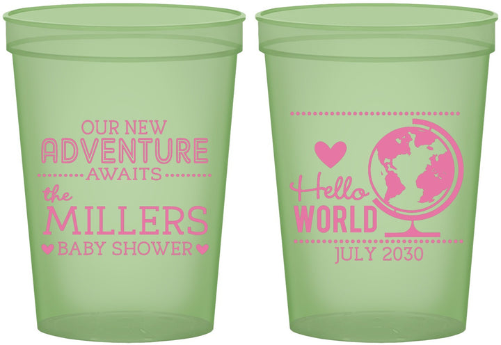 Custom Baby Shower 16 oz Glow In The Dark Cups - Hello World | 90013