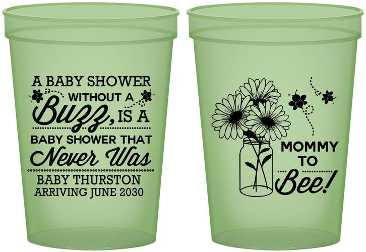 Custom Baby Shower 16 oz Glow In The Dark Cups - Mommy To Bee | 90016