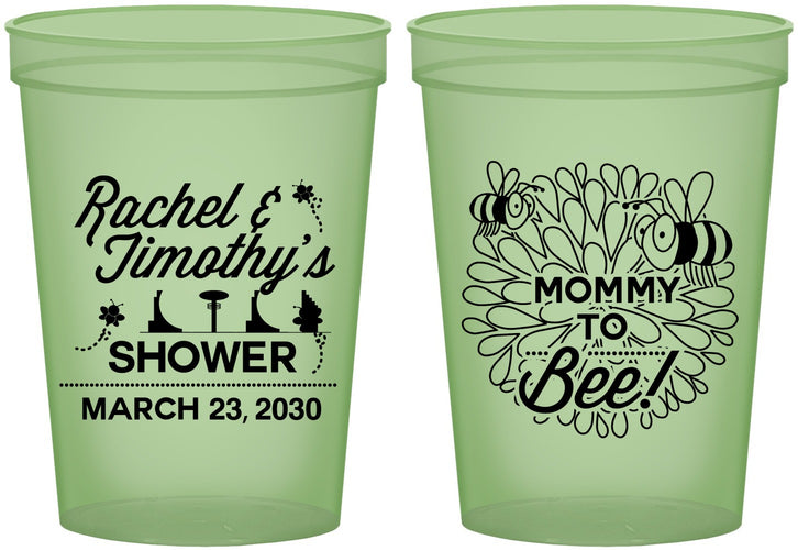 Custom Baby Shower 16 oz Glow In The Dark Cups - Mommy To Bee | 90017