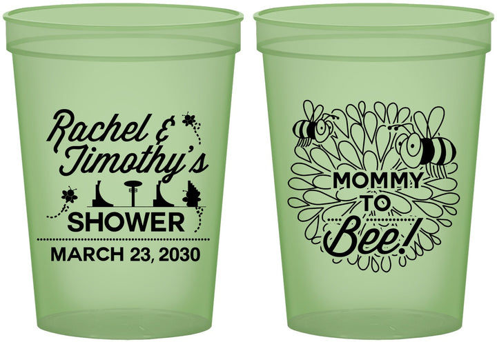 Custom Baby Shower 16 oz Glow In The Dark Cups - Mommy To Bee | 90017