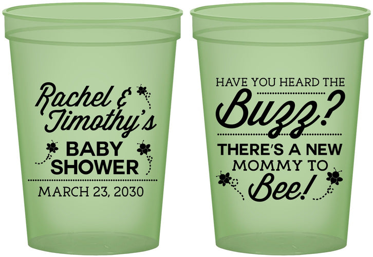 Custom Baby Shower 16 oz Glow In The Dark Cups - Mommy To Bee | 90019