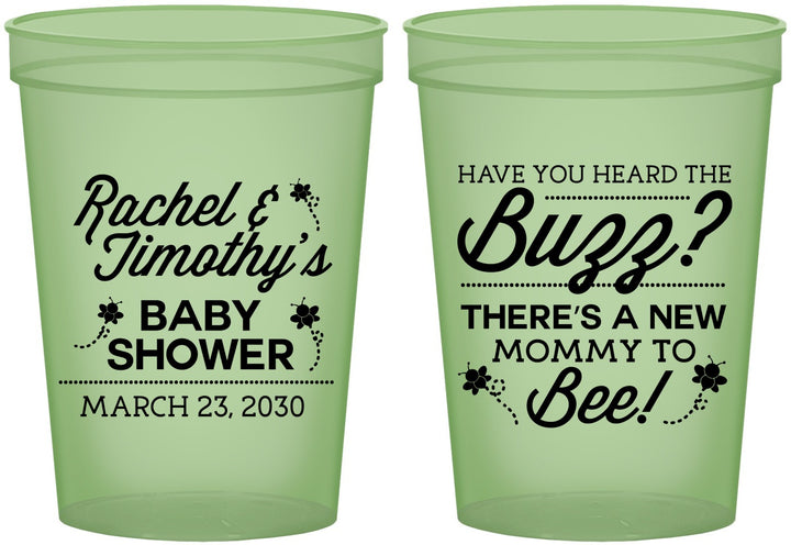 Custom Baby Shower 16 oz Glow In The Dark Cups - Mommy To Bee | 90019
