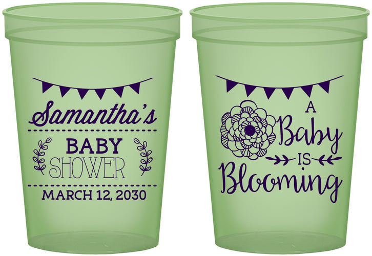 Custom Baby Shower 16 oz Glow In The Dark Cups - Blooming | 90020