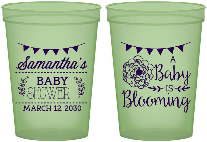 Custom Baby Shower 16 oz Glow In The Dark Cups - Blooming | 90020
