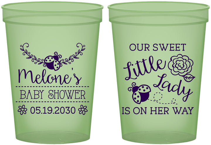 Custom Baby Shower 16 oz Glow In The Dark Cups - Little Lady On The Way | 90021