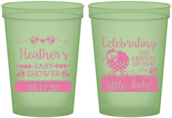Custom Baby Shower 16 oz Glow In The Dark Cups - Little Lady On The Way | 90023