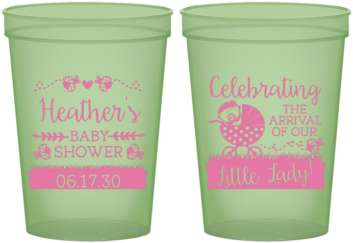 Custom Baby Shower 16 oz Glow In The Dark Cups - Little Lady On The Way | 90023