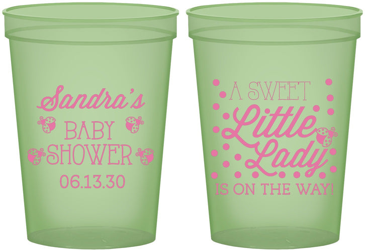Custom Baby Shower 16 oz Glow In The Dark Cups - Sweet Little Lady | 90024