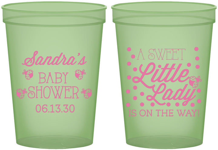 Custom Baby Shower 16 oz Glow In The Dark Cups - Sweet Little Lady | 90024