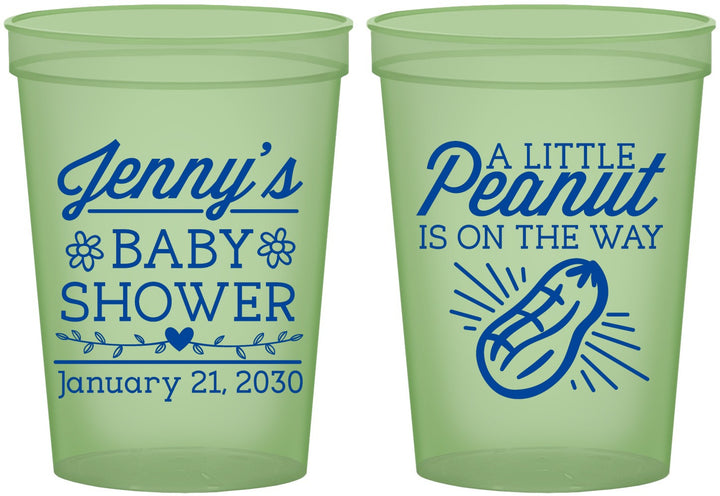 Custom Baby Shower 16 oz Glow In The Dark Cups - Peanut On The Way | 90025