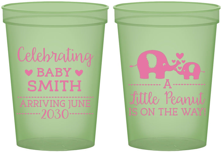 Custom Baby Shower 16 oz Glow In The Dark Cups - Peanut On The Way | 90027