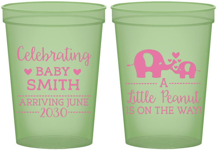 Custom Baby Shower 16 oz Glow In The Dark Cups - Peanut On The Way | 90027
