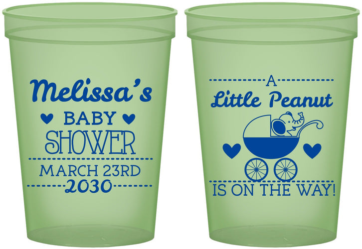 Custom Baby Shower 16 oz Glow In The Dark Cups - Peanut On The Way | 90028