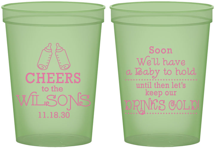 Custom Baby Shower 16 oz Glow In The Dark Cups - Cheers Bottle | 90031