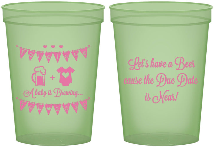 Custom Baby Shower 16 oz Glow In The Dark Cups - Beer Due Date Is Near | 90032