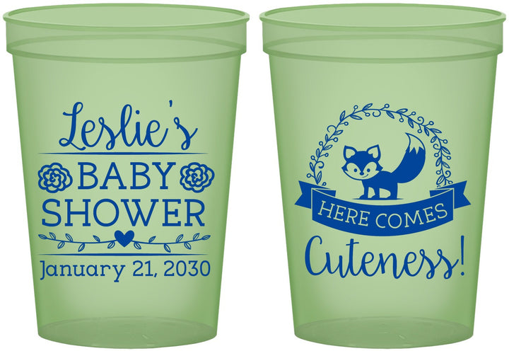 Custom Baby Shower 16 oz Glow In The Dark Cups - Fox Cuteness | 90036