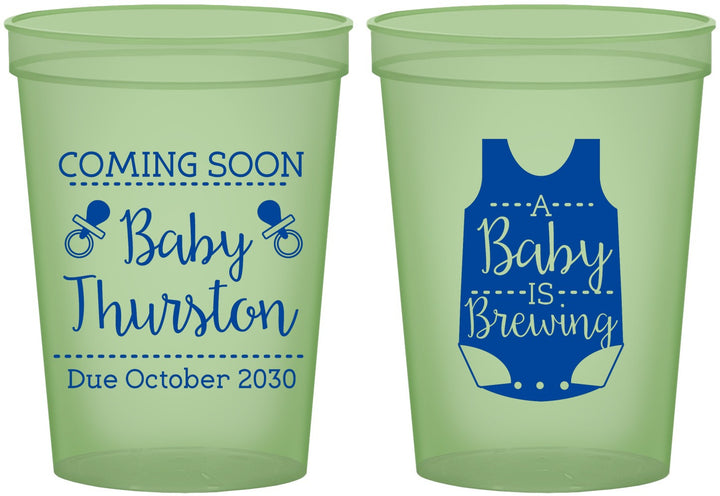 Custom Baby Shower 16 oz Glow In The Dark Cups - Baby Is Brewing | 90039