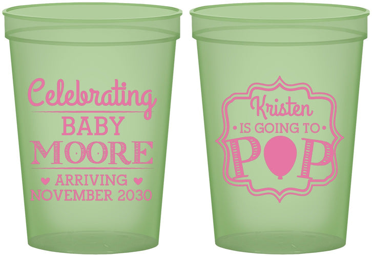 Custom Baby Shower 16 oz Glow In The Dark Cups - Going To Pop | 90040